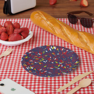Red Gold Botanical Autumn Leaves Paper Plates