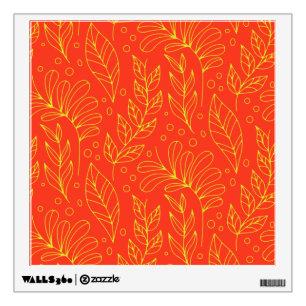 Red Gold Botanical Garden Leaves Wall Decal