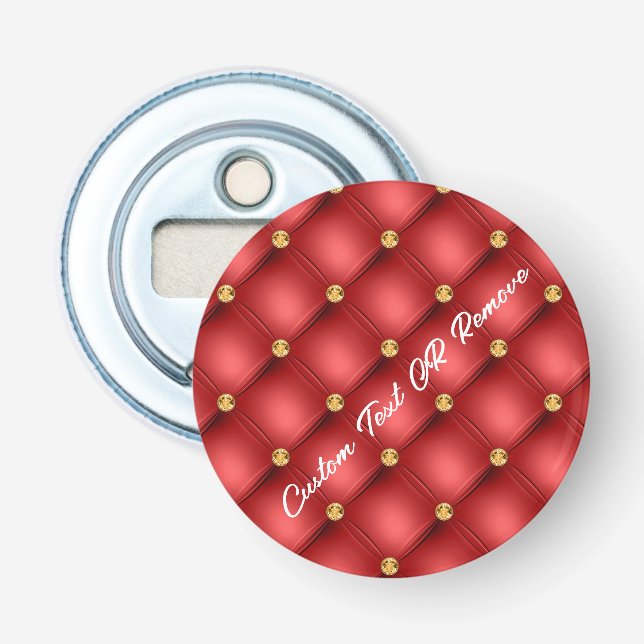 Red Gold Bottle Opener with Custom Text (Front)