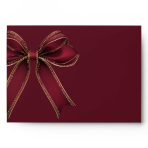 Red Gold Bow Burgundy Christmas  Envelope