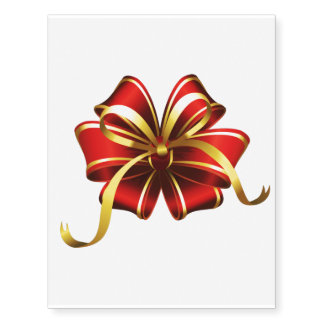 Red Gold Bow Temporary Tattoos