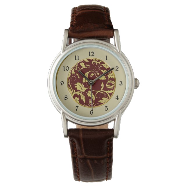 Red Gold Brocade Pattern Watch (Front)