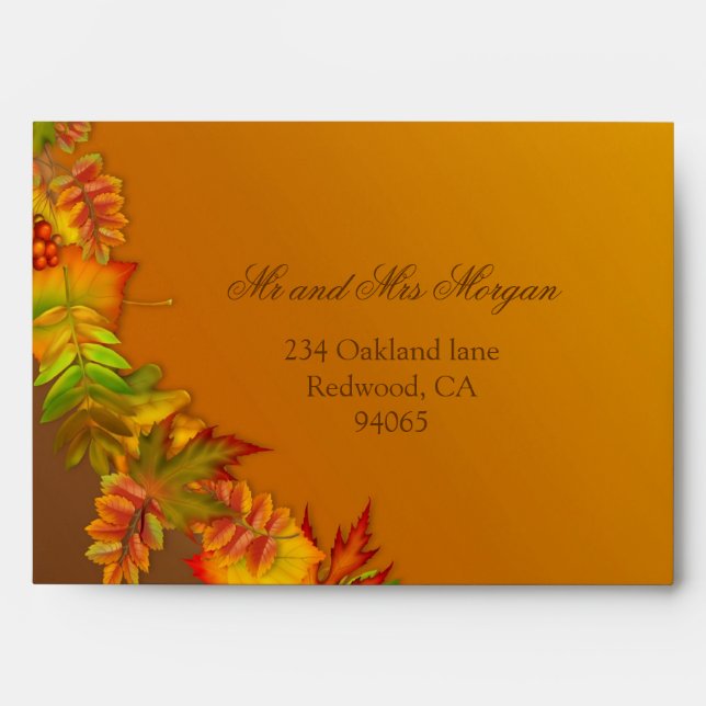 Red gold brown autumn leaves A7 Envelope (Front)