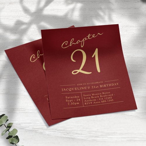 Red Gold Budget 21st Birthday Invitation Flyer