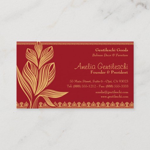 Customizable Red &amp; Gold Business Card