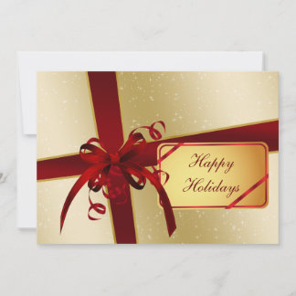 red gold Business Holiday Greetings Card