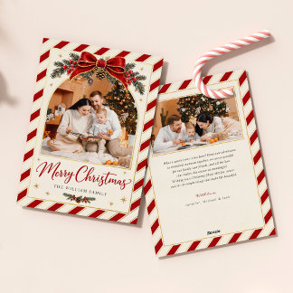 Red Gold Candy Cane Stripe Foli Holiday Card