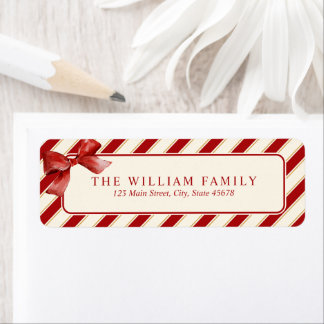 Red Gold Candy Cane Stripe Label