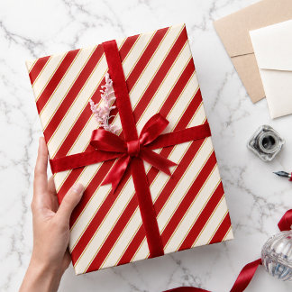 Red Gold Candy Cane Stripe Wrapping Paper