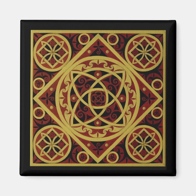 Red & Gold Celtic Design Magnet (Front)