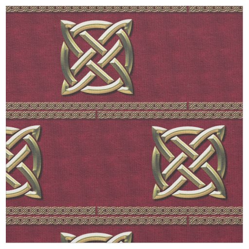 Red & Gold Celtic Knot Fabric