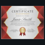 Red & Gold Certificate Of Achievement Award<br><div class="desc">Professional Abstract Red & Gold Certificate Of Achievement Award. Includes A Red & Gold Textured Ribbon. Customize To Your Liking.</div>