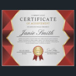 Red & Gold Certificate Of Achievement Award<br><div class="desc">Professional Abstract Red & Gold Certificate Of Achievement Award. Includes A Red & Gold Textured Ribbon. Customize To Your Liking.</div>