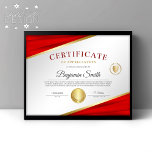 Red & Gold Certificate of Appreciation Award<br><div class="desc">Shiny Red & Gold Professional Certificate Award. Includes Two Gold Medals.</div>