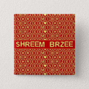 Red Gold Chant Shreem Brzee attract wealth Button