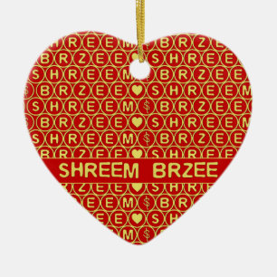 Red Gold Chant Shreem Brzee attract wealth Ceramic Ornament