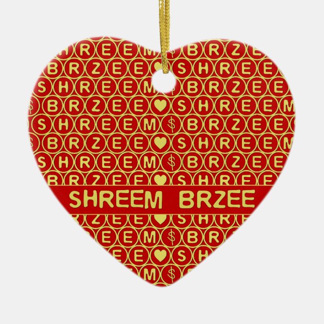 Red Gold Chant Shreem Brzee attract wealth Ceramic Ornament (Front)