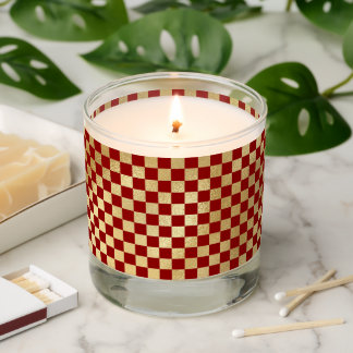 Red Gold Checkered Scented Candle