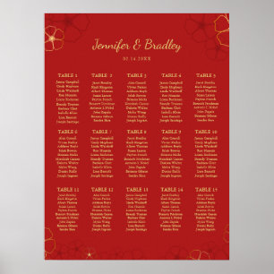Red Gold Cherry Bloss Seating Chart   Custom Color