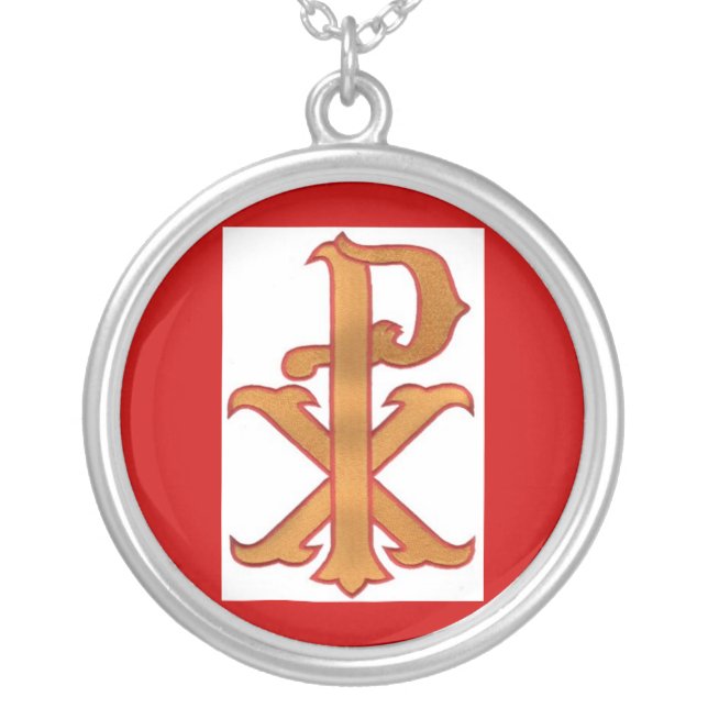 Red/Gold Chi Rho Pendant (Front)