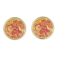 Red gold Chinese Dragon and Phoenix logo wedding