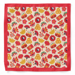Red & Gold Chinese New Year Icons Bandana