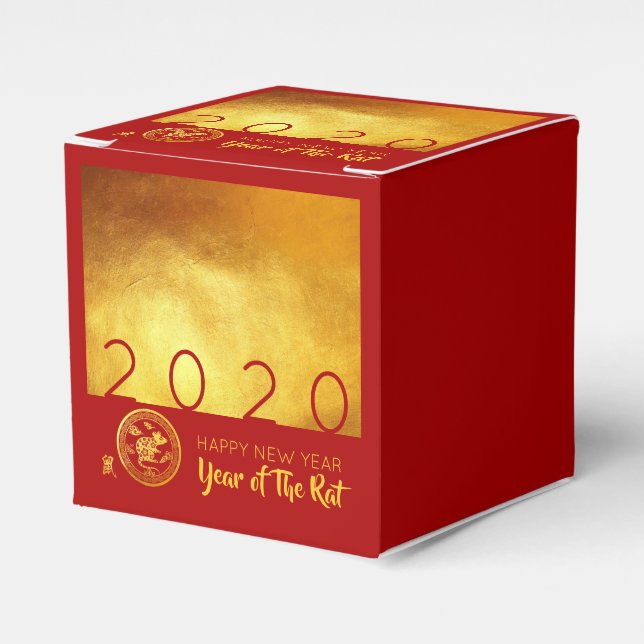 Red Gold Chinese Rat paper-cut 2020 CCFB Favor Boxes (Front Side)