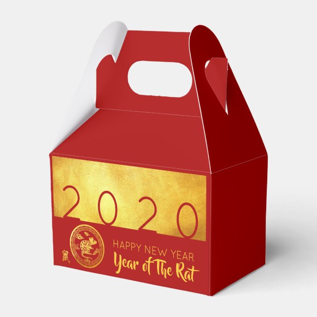 Red Gold Chinese Rat paper-cut 2020 GFB Favor Boxes (Front Side)