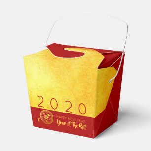 Red Gold Chinese Rat paper-cut 2020 TOFB Favor Boxes