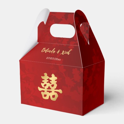 Red Gold Chinese Wedding Bride And Groom Favor Boxes