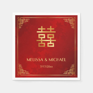   Red  Gold Chinese Wedding Custom  Napkins