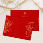 Red gold Chinese wedding dragon phoenix Envelope<br><div class="desc">Chinese dragon and phoenix are the traditional symbol of Chinese wedding,  representing the harmonious union of the bride and groom. Personalize the invitations with your names,  wedding date and other details. You are also welcome to reach out to me to create a design which is uniquely yours.</div>