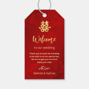 Red Gold Chinese Wedding Welcome Gift Tags