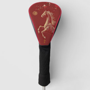 Red & Gold Chinese Zodiac Year of the Horse Golf Head Cover