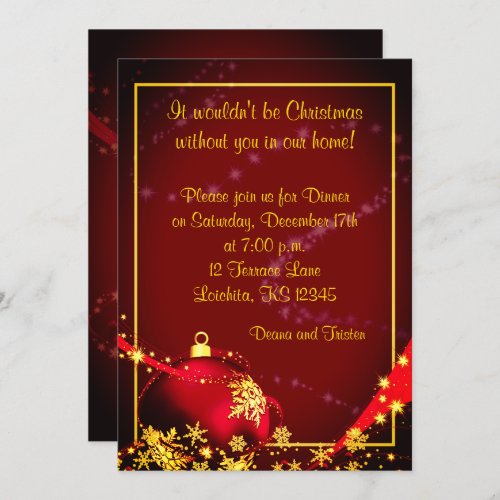 RedGold Christmas Ball  Dinner Party Invitation