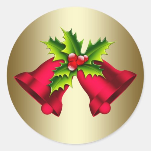 Red Gold Christmas Bells Stickers