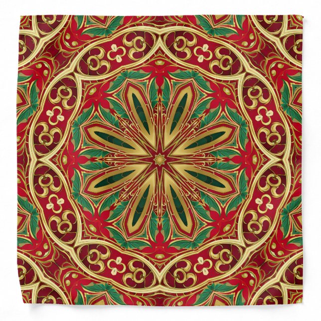 Red Gold Christmas Holiday Bandana (Front)