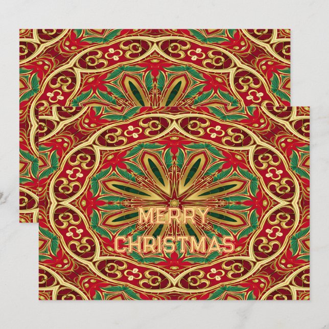 Red Gold Christmas Holiday Card (Front/Back)