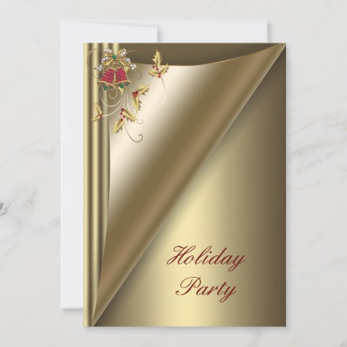Red Gold Christmas Holiday Party Invites