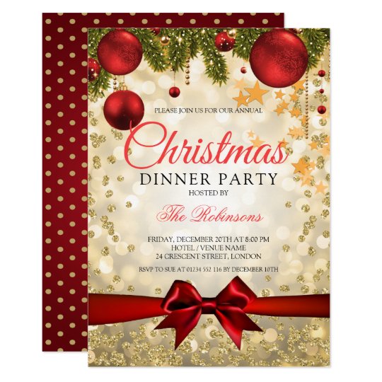 Red Gold Christmas Holiday Party Invitation | Zazzle.com