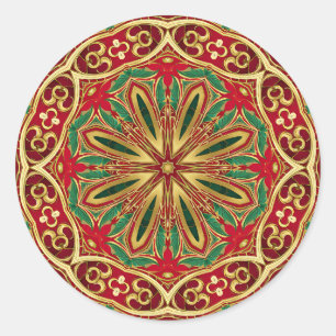 Red Gold Christmas Holiday Sticker