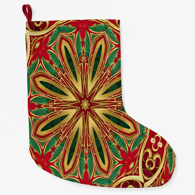 Red Gold Christmas Holiday Stocking (Front)