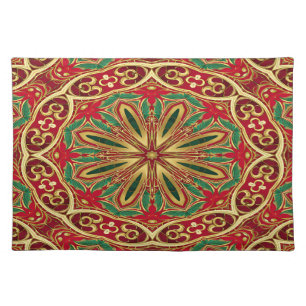 Red Gold Christmas Holiday Table Cloth Placemat