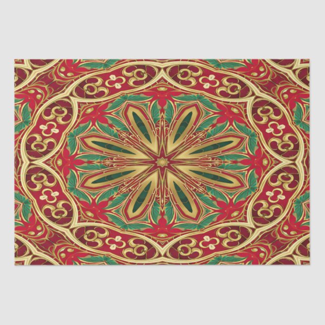 Red Gold Christmas Holiday Tissue Paper (Front)