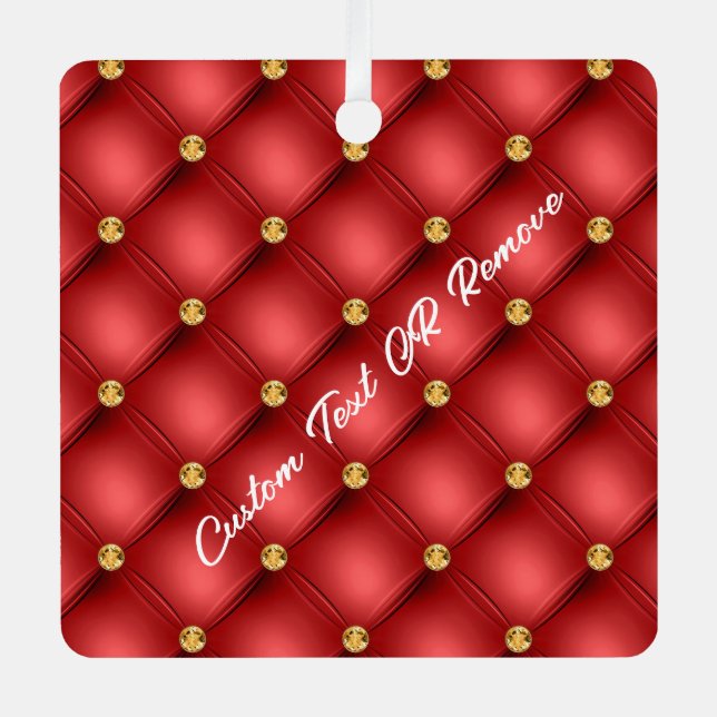 Red Gold Christmas Ornament Personalized Text (Front)