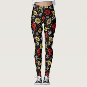 Red/Gold Christmas Ornament Women's Leggings
