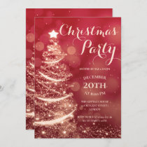 Red & Gold Christmas Party Sparkle Invitation