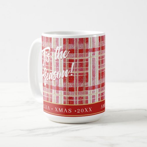 Red Gold Christmas Plaid Pattern2 ID1009 Coffee Mug