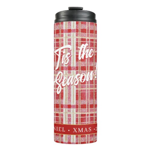 Red Gold Christmas Plaid Pattern2 ID1009 Thermal Tumbler