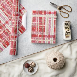 Red Gold Christmas Plaid Pattern#2 ID1009